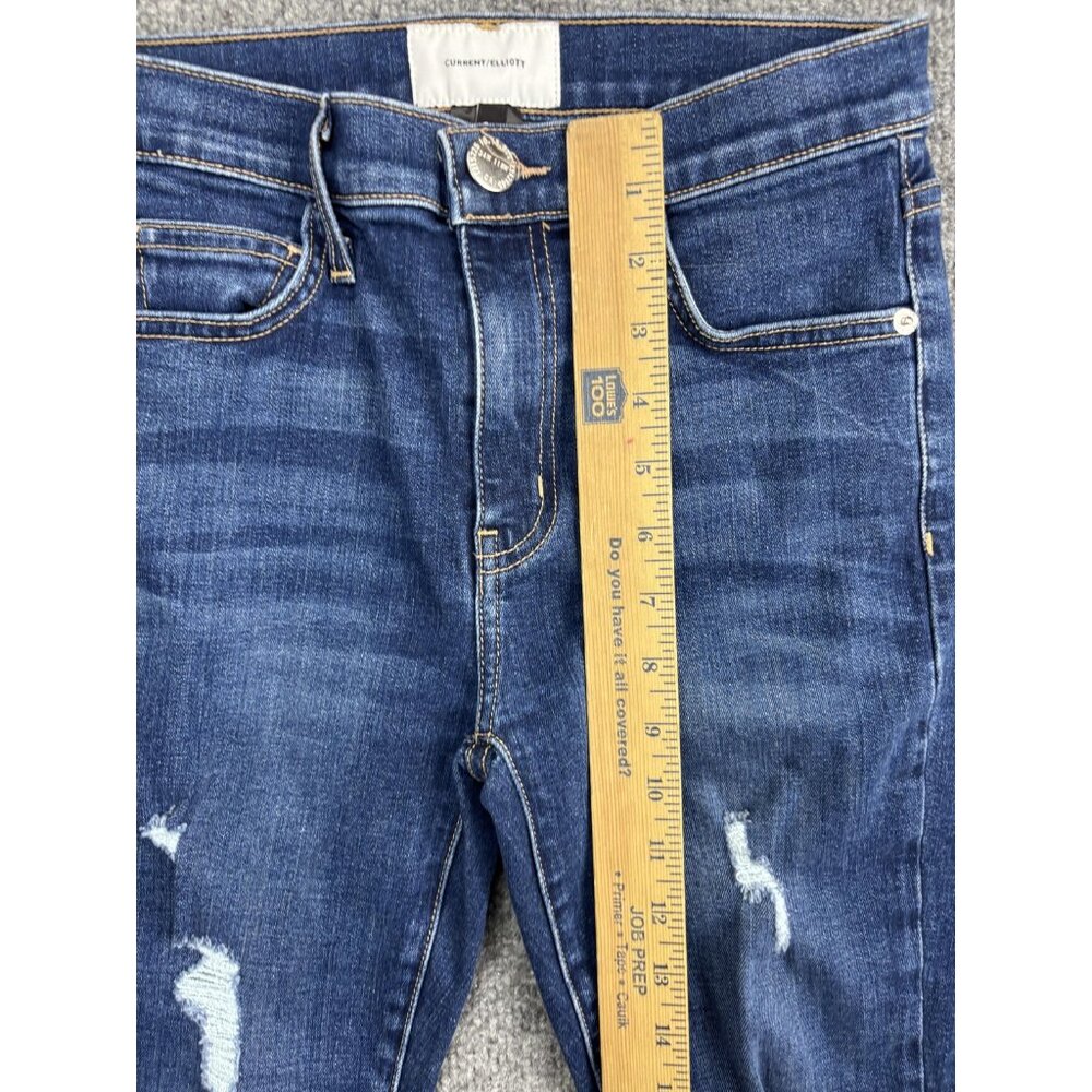 Current Elliott Jeans Womens 25 Distressed Stiletto Raw Hem Skinny Denim Pants - Picture 4 of 8